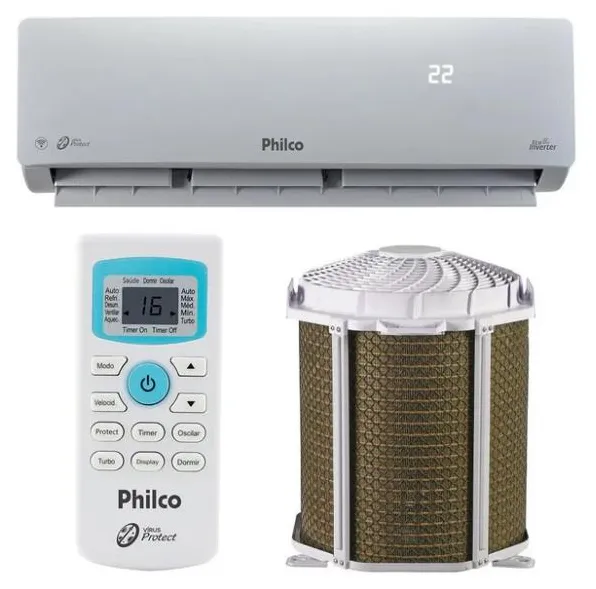 Ar-Condicionado Split Hi Wall Philco Protect 9000 BTUs Inverter Controle Remoto Quente/Frio PAC9000ITQFM9