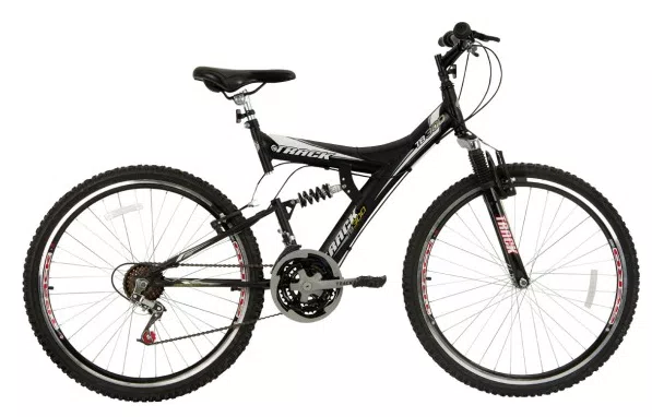 Bicicleta Mountain Bike Track & Bikes TB 300 18 Marchas Aro 26 Suspensão Full Suspension Freio V-Brake