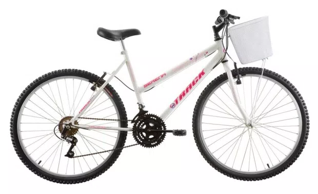 Bicicleta Track & Bikes Serena com Cesta 18 Marchas Aro 26 Freio V-Brake