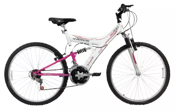 Bicicleta Mountain Bike Track & Bikes TB200XS 18 Marchas Aro 26 Suspensão Full Suspension Freio V-Brake