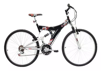 Bicicleta Mountain Bike Track & Bikes TB100XS 18 Marchas Aro 26 Suspensão Full Suspension Freio V-Brake