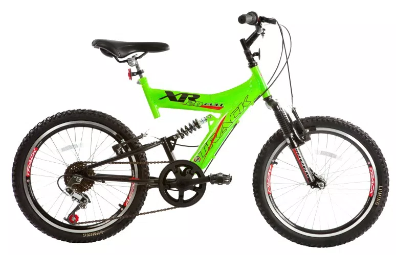 Bicicleta Mountain Bike Track & Bikes XR 20 Full 6 Marchas Aro 20 Suspensão Full Suspension Freio V-Brake