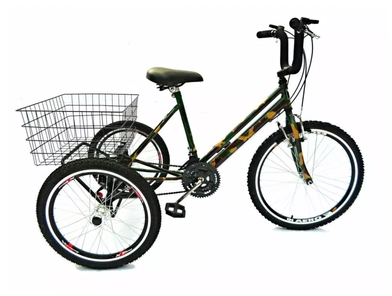 Bicicleta Triciclo Valdo Bike Camuflado 21 Marchas Aro 24 Freio V-Brake