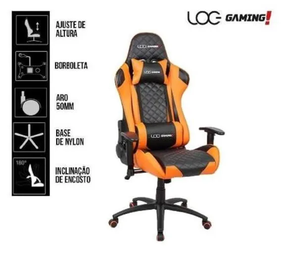 Cadeira Gamer Log Gaming Kw-g41 Giratória  Laranja