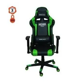 Cadeira Gamer Verde Hero Pro Giratoria Reclinavel Com Ajuste De Altura E Braço 3d