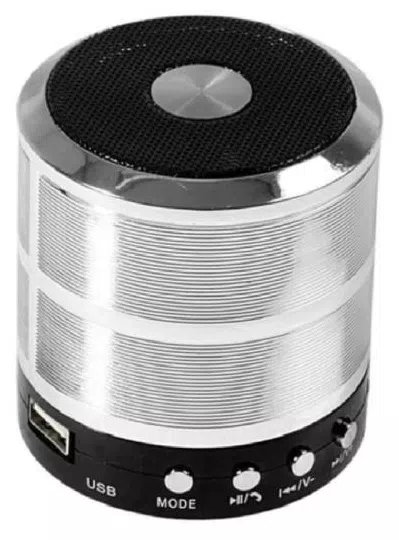 Mini Caixa de Som Portátil Speaker WS-887 Prata - C