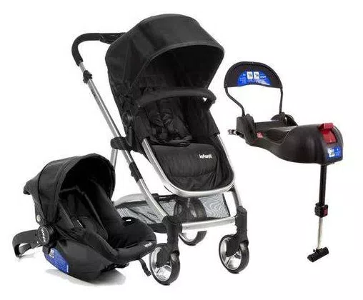 Carrinho De Bebe Com Bebe Conforto Infanti Epic Onix Com Base Isofix