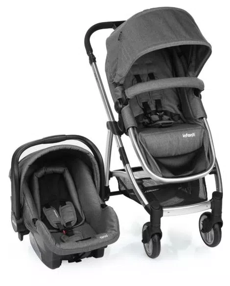 Carrinho de Bebe Epic Grey Classic com Bebê Conforto Infanti