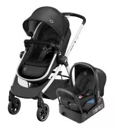 Carrinho de Bebê Anna² Trio Essential Black + Bebê Conforto com Base Citi Maxi-Cosi