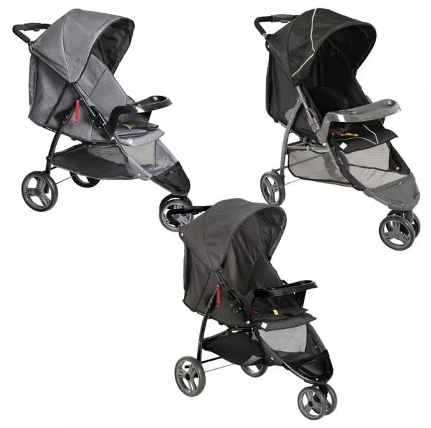 Carrinho de Bebê com 3 Rodas Função Passeio Berço Reclinável De Recem Nascido até 15kg Cross Trail - Galzerano