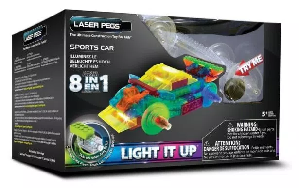 Blocos de Montar 8 em 1 com Luzes Carro Esporte Laser Pegs