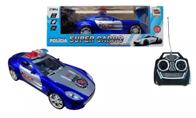 Carrinho De Policial Controle Remoto Total Super Carro Policia()