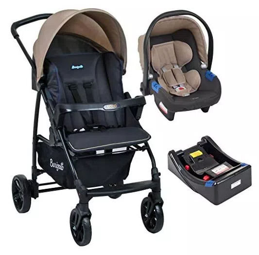 Carrinho de Bebe com Bebe Conforto e Base Burigotto Ecco  Bege