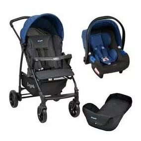 Carrinho de Bebe Para Passeio Até 15Kg Ecco Burigotto  + Bebê Conforto + Ninho Neonato