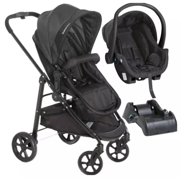 Carrinho de Bebê Travel System com Bebê Conforto Galzerano Olympus New Black