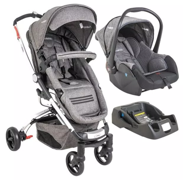 Carrinho de Bebe Moises Kiddo Eclipse com Bebe Conforto e Base Melange Grafite