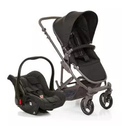 Carrinho + Bebê Conforto + Moisés Como 4 Com Couro Abc Design Woven Black