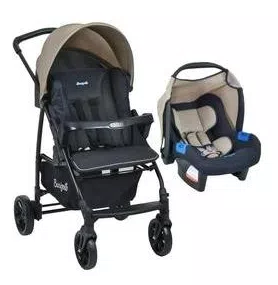 Carrinho de Bebe Para Passeio Até 15Kg Travel System Ecco Burigotto Bege