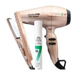 Kit Prancha De Cabelo Prof° Rose Gold+secador Porto Fino