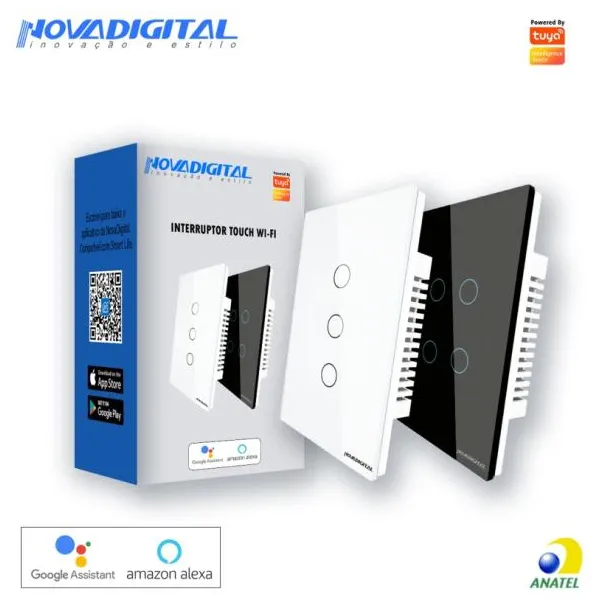 Interruptor 2 Botões  Touch Wi-fi Rf 433mhz Novadigital Tuya