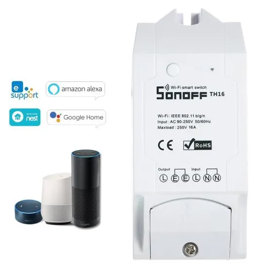 Sonoff TH16 16A / 3500W Inteligente Wifi interruptor de temperatura monitoramento de umidade Wireless Home Automation Kit trabalha com Amazon Alexa e para a Página inicial do Google / Nest # 2