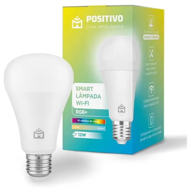 Smart Lâmpada Wi-Fi RGB+ Positivo Casa Inteligente 1.000 Lúmens LED 12W Bivolt