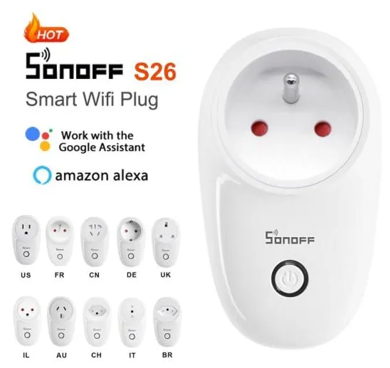 Sonoff s26 wifi tomada inteligente interruptor do temporizador real controle remoto para ewelink app