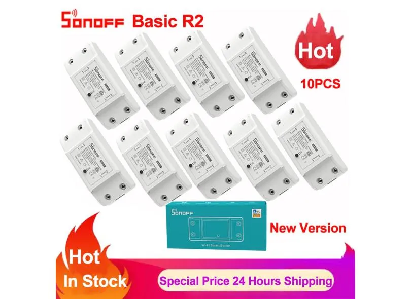 Sonoff-interruptor inteligente básico r2, controle remoto sem fio, wi-fi, faça você mesmo, funciona