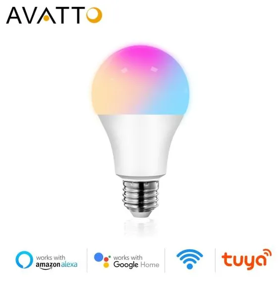 Bulb avatto Tuya 12W 15W Smart WiFi Luz, E27 LED rgb lâmpada Regulável com o Smart Vida app, controle de voz para Página inicial do Google, Alexa