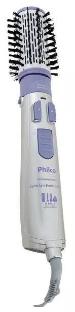 Escova Rotativa Cerâmica Philco Spin Ion Brush Silver Emissão de Íons