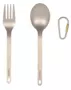 Tomshoo Titanium Louça Jantar Frok Colher Faqueiro Faqueiro com mosquetão Sack de armazenamento para casa ao ar livre Camping Fork & Spoon