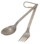 Tomshoo Titanium Louça Jantar Frok Colher Faqueiro Faqueiro com mosquetão Sack de armazenamento para casa ao ar livre Camping Fork & Spoon