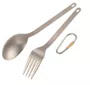 Tomshoo Titanium Louça Jantar Frok Colher Faqueiro Faqueiro com mosquetão Sack de armazenamento para casa ao ar livre Camping Fork & Spoon