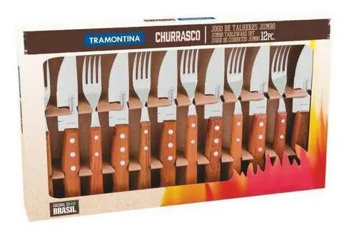 Kit Churrasco 12 Peças Jumbo Tramontina Garfo Faca 22399/063