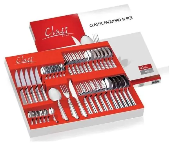 Faqueiro Linha Classic Inox 42 Pçs Faca Churrasco Class Home