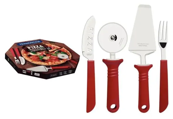 Kit para Pizza Tramontina com Lâminas em Aço Inox e Cabos de Polipropileno  14 Peças