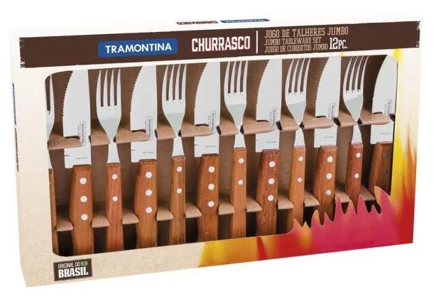 Faqueiro Para Churrasco Inox Tramontina Jumbo 12 Peças