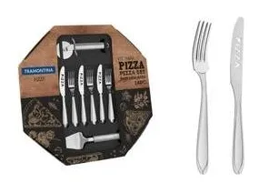 Jogo Para Pizza Tramontina Laguna Aço Inox Utensílios 14 Pç