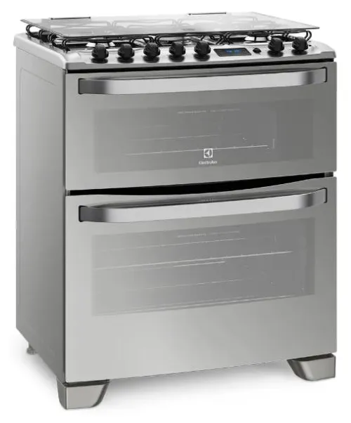 Fogão de Piso Electrolux Expert 76DXR 5 Bocas Acabamento Inox Acendimento Automático com Forno Duplo Grill