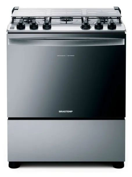 Fogão de Piso Brastemp BFS5NCR 5 Bocas Acabamento Inox Acendimento Automático