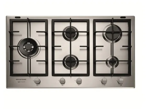 Cooktop Brastemp Gourmand BDK90DR 5 Bocas Acabamento Inox Acendimento Superautomático