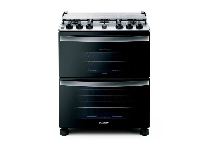 Fogão de Piso Brastemp BFD5NCB 5 Bocas Acendimento Automático com Forno Duplo Timer Desligamento Automático