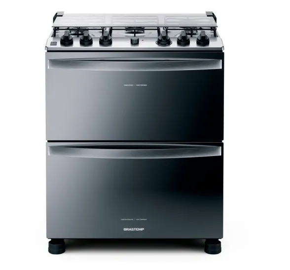 Fogão de Piso Brastemp BFD5NCR 5 Bocas Acabamento Inox Acendimento Automático com Forno Duplo