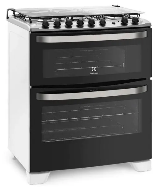 Fogão de Piso Electrolux 76DBA 5 Bocas Acabamento Inox Acendimento Automático com Forno Duplo Timer Sonoro