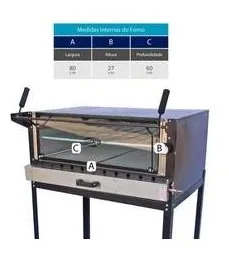 Forno de pizza industrial 80x60 gás pedra refratária - cristalaço