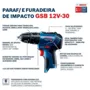 Parafusadeira furadeira de impacto a bateria Bosch gsb 12V-30 brushless 