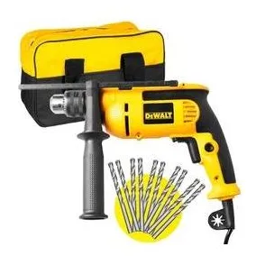 Furadeira de Impacto 1/2 POL 650W DW502 Industrial DEWALT + Kit Brocas e Bolsa