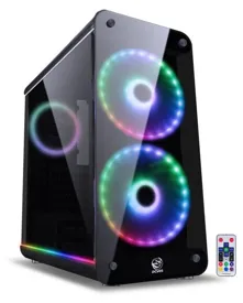 gabinete mid-tower solaris  com 2 fan 20cm rgb com frontal e laterais em vidro temperado - solptrgb2fv - pcyes