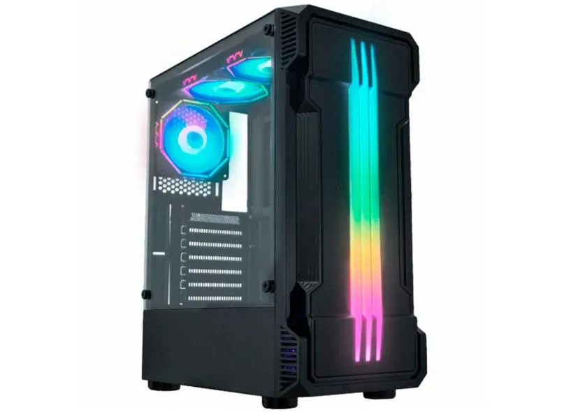 Gabinete Gamer K-Mex Bifrost 2 - Lateral Em Vidro Temperado - Led Rgb - Cg-01Kb