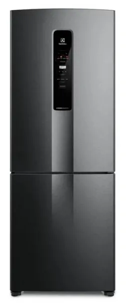 Geladeira Electrolux Bottom Freezer IB54B Frost Free Inverse 490 Litros cor Preto Inox